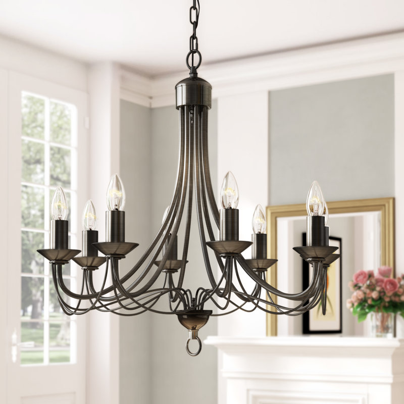 Schaper 6 Light Candle Style Geometric Chandelier Schaper 6 Light Candle Style Geometric Chandelier